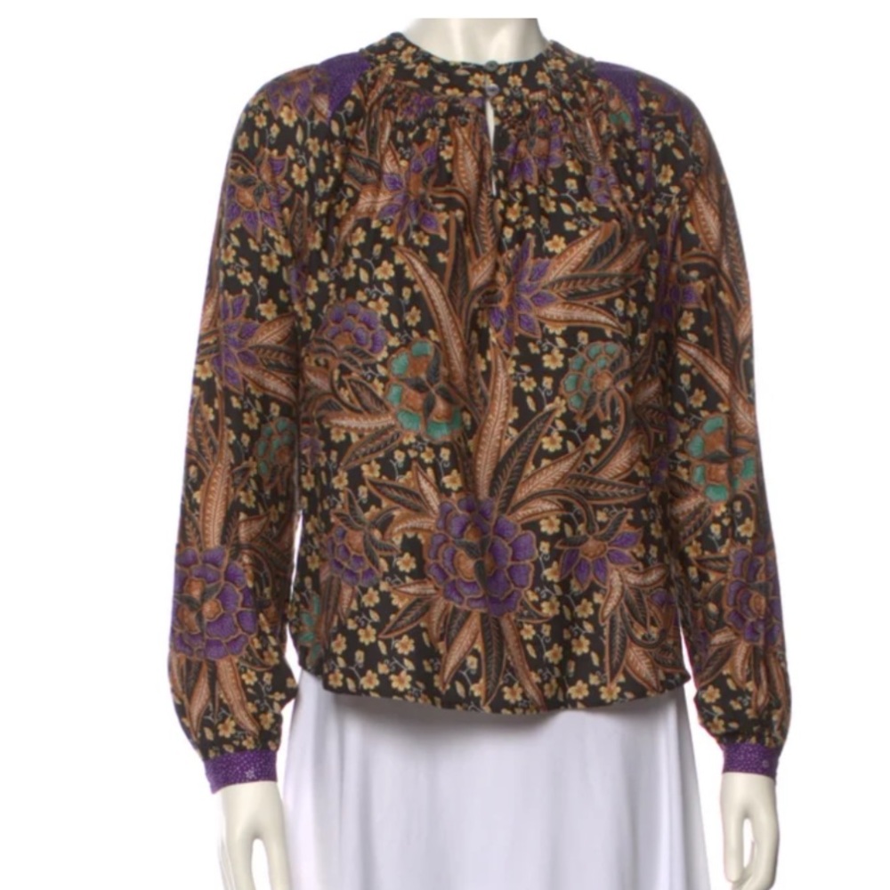 Warm 100% Cotton Floral Long Sleeve Blouse